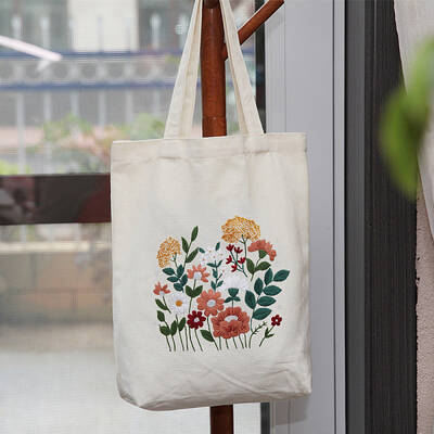 DIY Flower Pattern Tote Bag Embroidery Kit