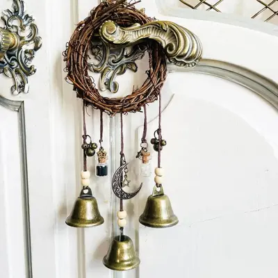 Witch Bell Hanging Decor, 1 Count Vintage Style Bell Hanging Ornament, Home Decor for Living Room Bedroom Garden, Indoor and ...