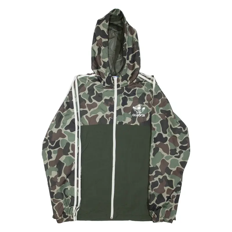 ADIDAS Mens Jacket Green Hooded Camouflage XL