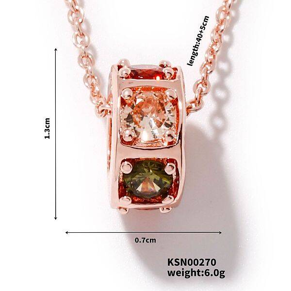 Brass Colorful Rhinestone Pendant Necklaces for Women