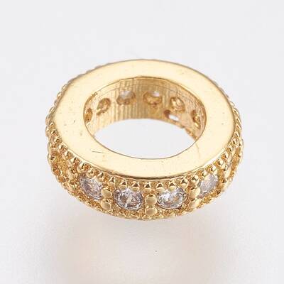 Brass Micro Pave Cubic Zirconia European Beads