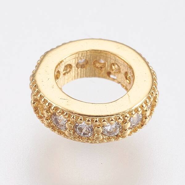 Brass Micro Pave Cubic Zirconia European Beads