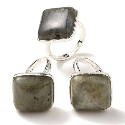 Natural Labradorite Adjustable Rings