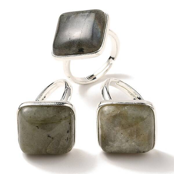 Natural Labradorite Adjustable Rings