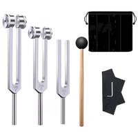 Professional Healing Tuning Forks Set, 1 Set Including 128Hz/256Hz/512Hz Tuning Fork & Mallet & Storage Bag & Cloth, Musical ...