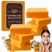 Turmeric Kojic Acid Soap Bar, 4/8 Counts Natural Handmade Soap Bar with Soap Saver Bag, Moisturizing Gentle Kojic Acid Soap B...