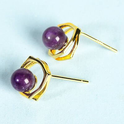 Natural Amethyst Studs Earrings