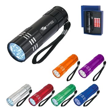 100 Customized Aluminum LED Flashlight - 9 LED & Battery Included