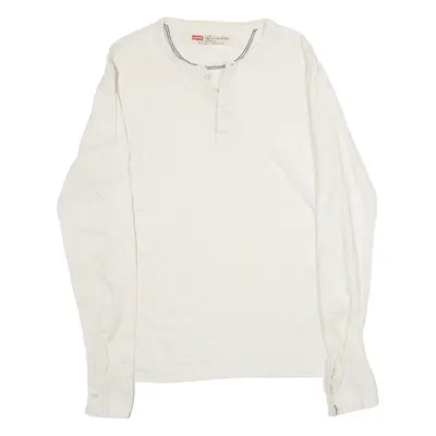 LEVI'S Standard Fit Womens T-Shirt Cream Long Sleeve S