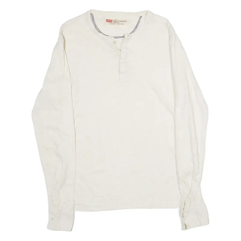 LEVI'S Standard Fit Womens T-Shirt Cream Long Sleeve S