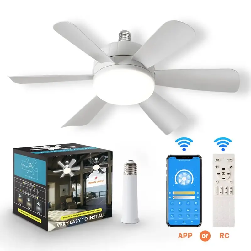 Ceiling Fan with LED Lights for Bedroom, Unique Lamp Fan with 6-speed Wind Speed Control, Ceiling Fan with LED Light & Rem...