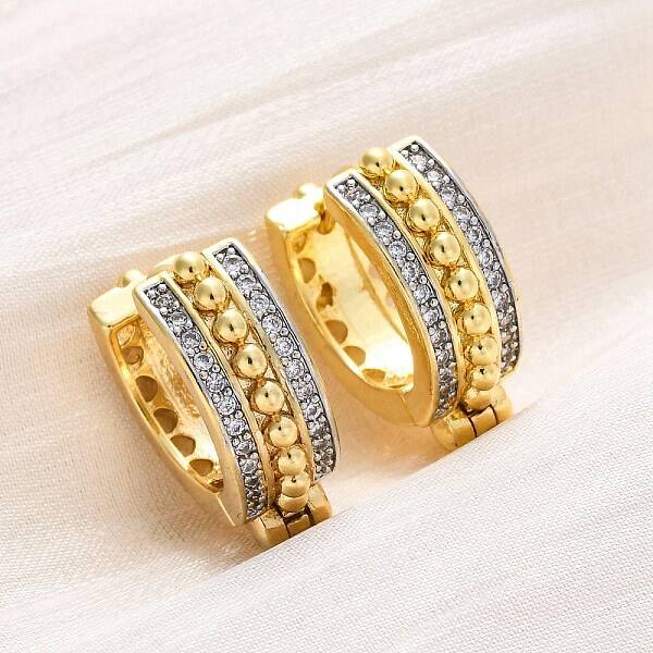 Brass Micro Pave Clear Cubic Zirconia Hoop Earrings