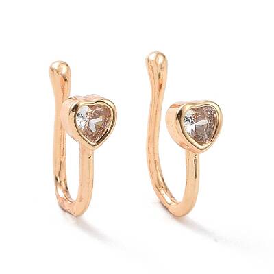 Clear Cubic Zirconia Heart Cuff Earrings