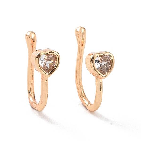 Clear Cubic Zirconia Heart Cuff Earrings