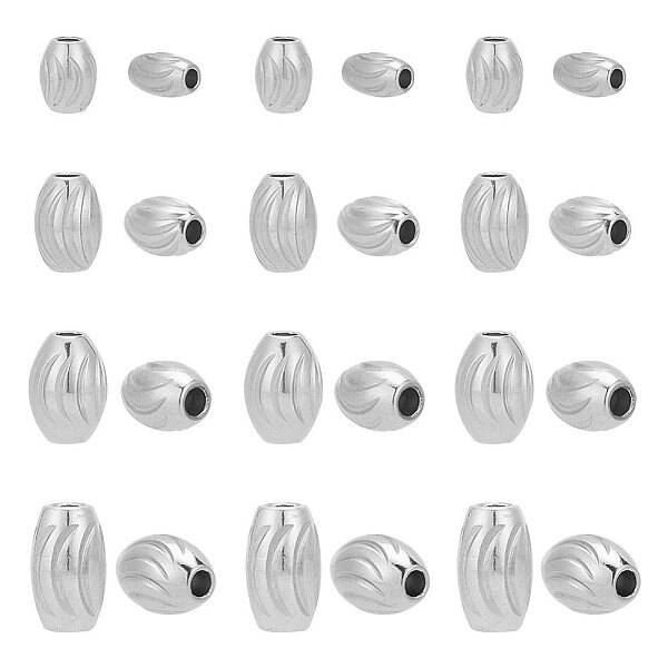 24Pcs 4 Styles 201 Stainless Steel Beads
