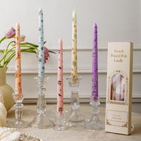 Floral Pattern Printed Wax Candle, 2 Counts/set Long Candle, Decorative Candle for Home Decor, Gift for Friend & Family, Orna...