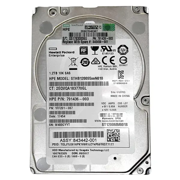 791436-003 HP 1.2TB 6Gb/s SAS 10000 2.5-inch Hard Drive