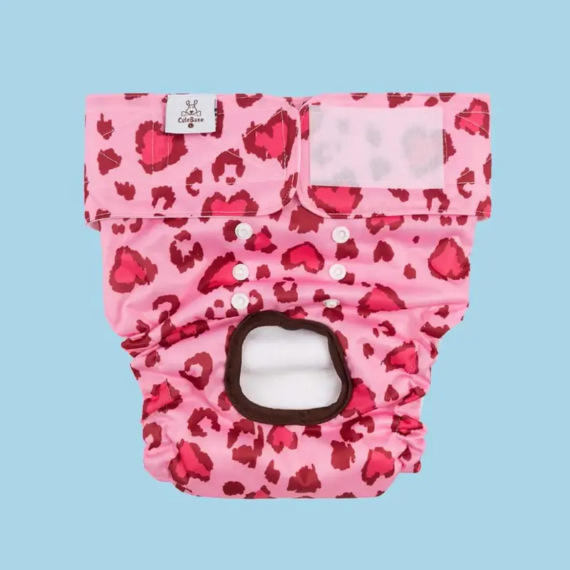 Reusable Leopard Print Dog Diaper, Anti-escape Diaper With Adjustable Velcro, Female Doggie Period Pant, Washable Bumper Pad ...
