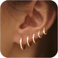 5 Pairs Hoop Earring Sets for Women Small Hypoallergenic Trendy Waterproof Lightweight Multiple Cartilage Earring for Lobe Ca...