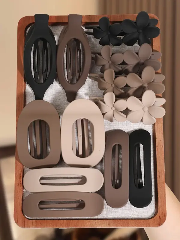 12pcs Duckbill Clip Female Back Head Hairpin Shark Clip Flat Oval Duck Clip Princess Hair Grasp Hairpin Women Flat Clip, Suit...