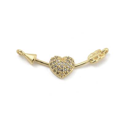 Brass Micro Pave Clear Cubic Zirconia Connector Charms