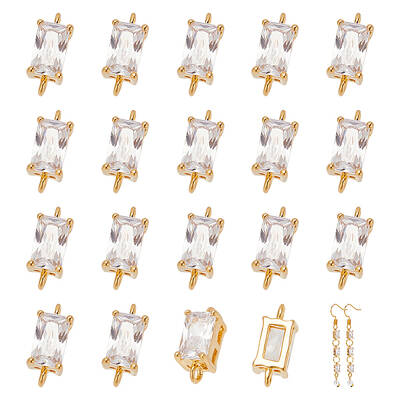 20Pcs Long-Lasting Plated Brass Clear Cubic Zirconia Connector Charms