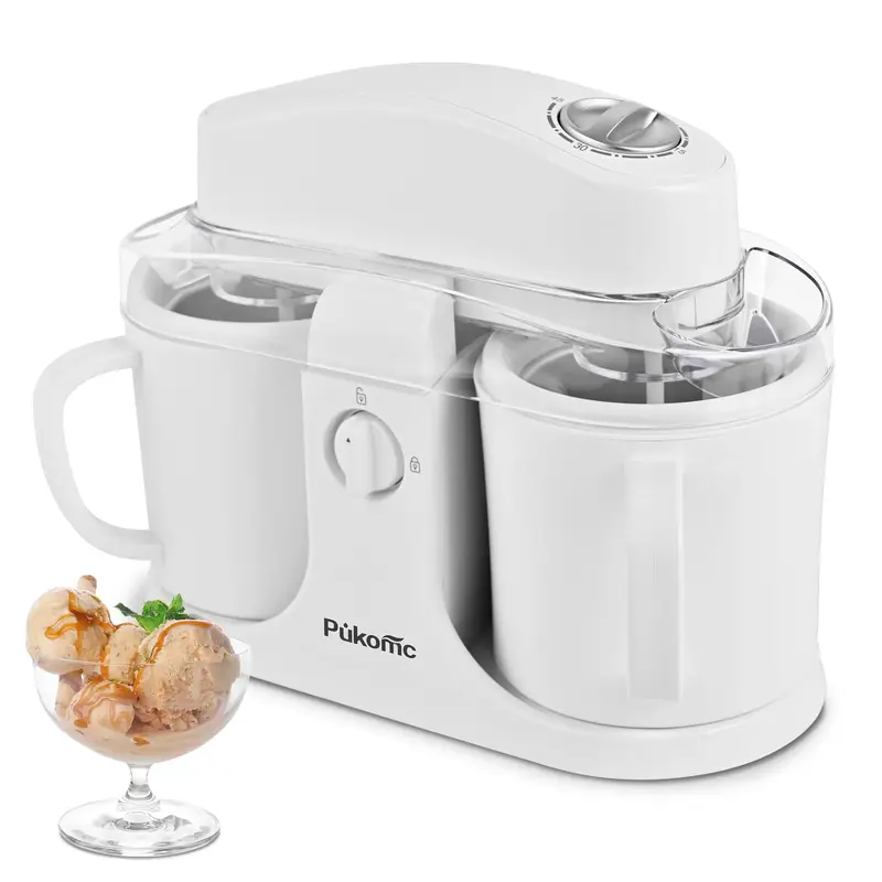 Pukomc 2-in-1 Ice Cream Maker: Whip Up Homemade Gelato & Sorbet in Minutes! ️ Fast Freezing, Effortless Mixing – Ideal fo...