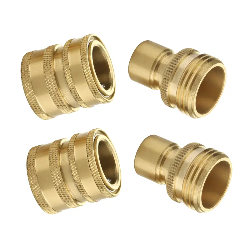 M MINGLE Garden Hose Quick Connect Fittings, 3/4 Inch GHT Solid Brass, Quick Connector Set, 2-Pack - Durable and Leak-Free