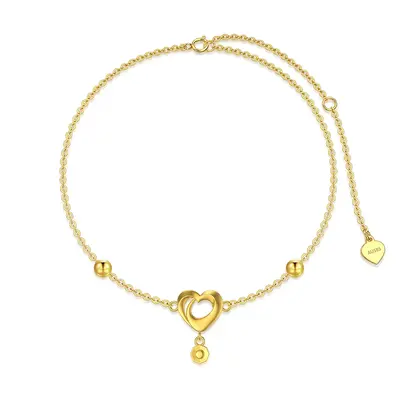 14K Gold Heart Charm Bracelet