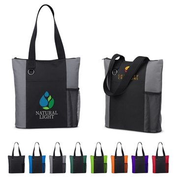 50 Custom Essential Trade Show Zippered Tote Bag - 600D Polyester ...
