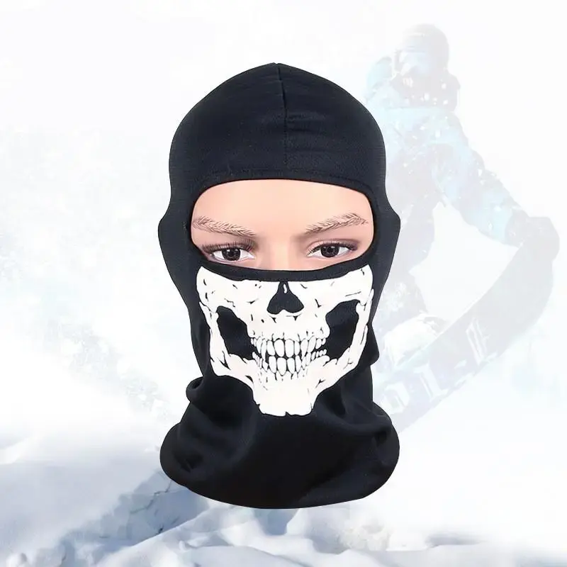 Novelty Skull Pattern Design Cycling Face Mask, Halloween Themed Windproof Dustproof Face Cover for Outdoor Sports