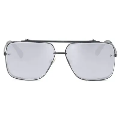 Bella - Chrome Black Oversized Squared Aviators | Color: Black Silver | Size: OS