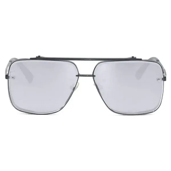 Bella - Chrome Black Oversized Squared Aviators | Color: Black Silver | Size: OS