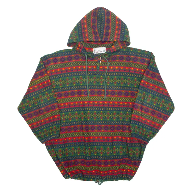 CAROLINA COLOURS Crazy Pattern Mens Green Hoodie XL