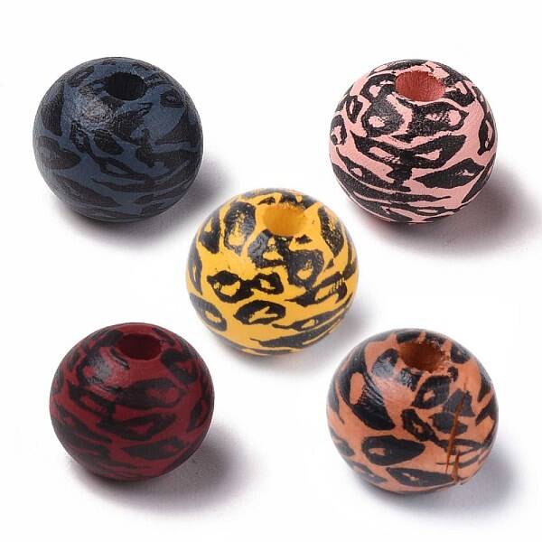 Painted Natural Wood Beads