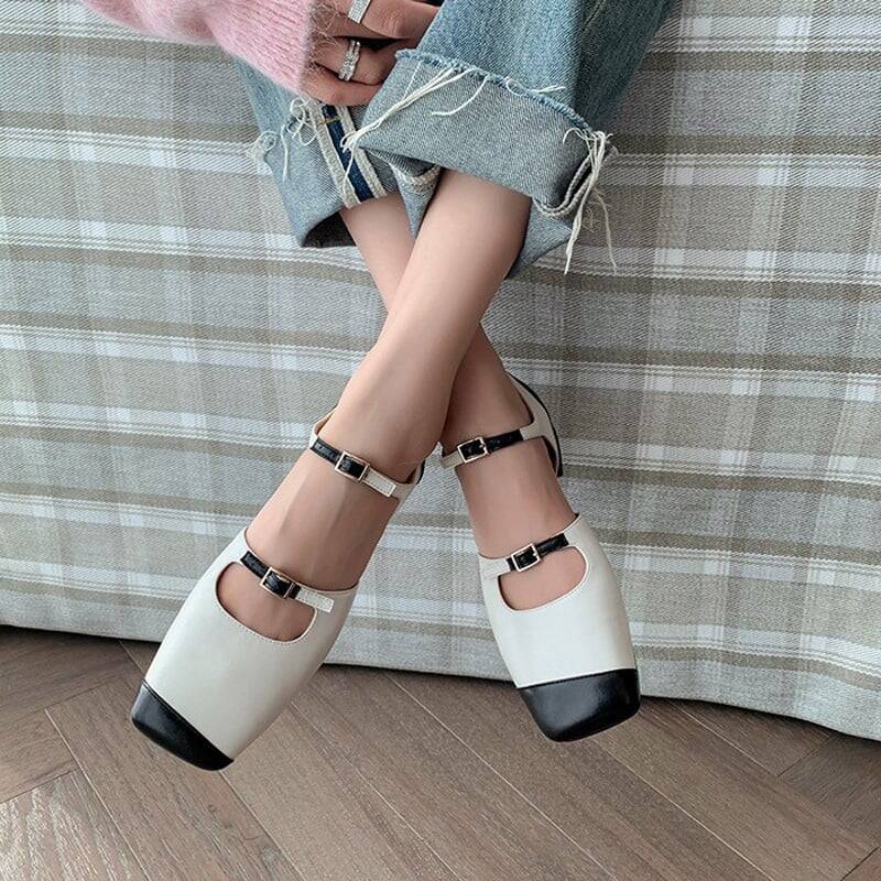 CHIKO Demi Square Toe Block Heels Mary Jane Shoes