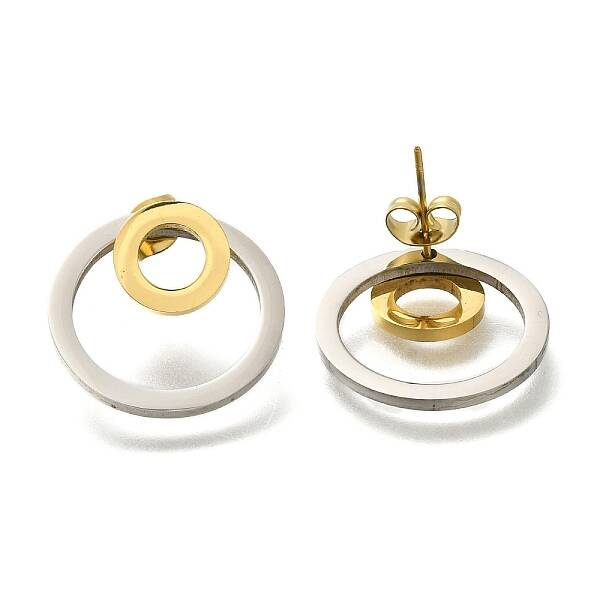 Ion Plating(IP) 304 Stainless Steel Stud Ring Stud Earrings