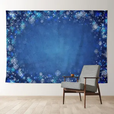 Aperturee Blue Theme Snowflake Fly Winter Backdrop For Party
