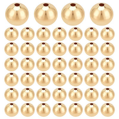 Beebeecraft 1 Box 40Pcs Round Spacer Beads 18K Gold Plated 8mm Smooth Loose Ball Beads for Jewellery Making Charms Findings D...