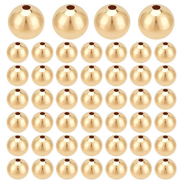 Beebeecraft 1 Box 40Pcs Round Spacer Beads 18K Gold Plated 8mm Smooth Loose Ball Beads for Jewellery Making Charms Findings D...