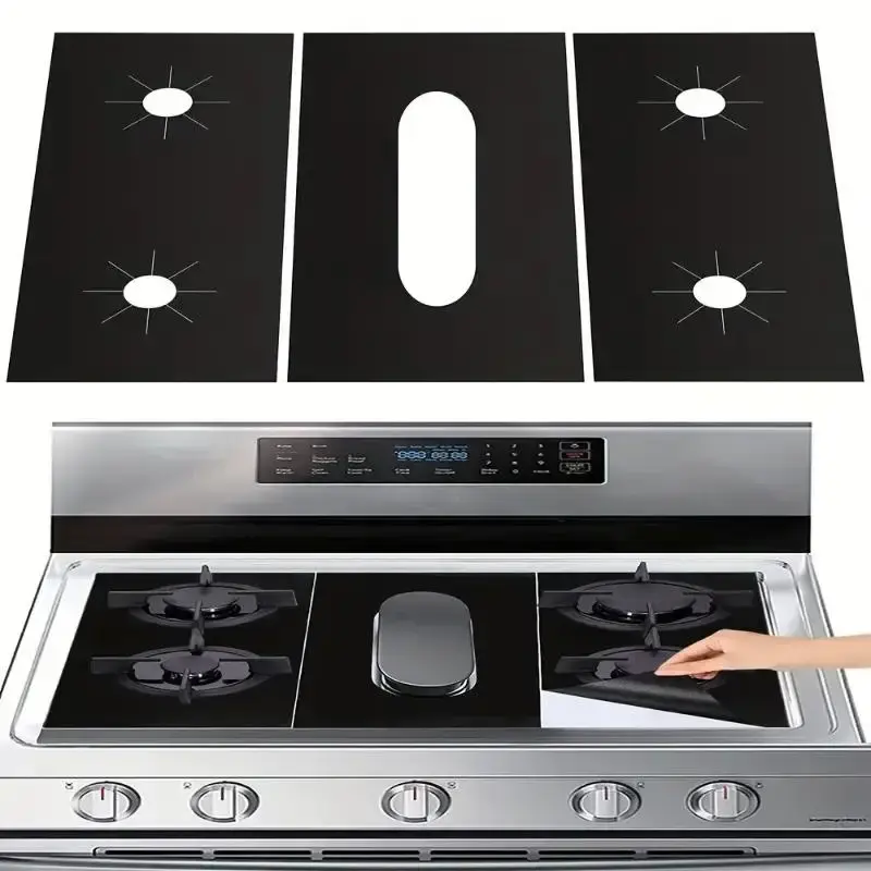 Reusable Gas Stove Protector, 3 Counts Non-stick Oil-proof Gas Stove Cover, Kitchen Appliance Parts for Home Use