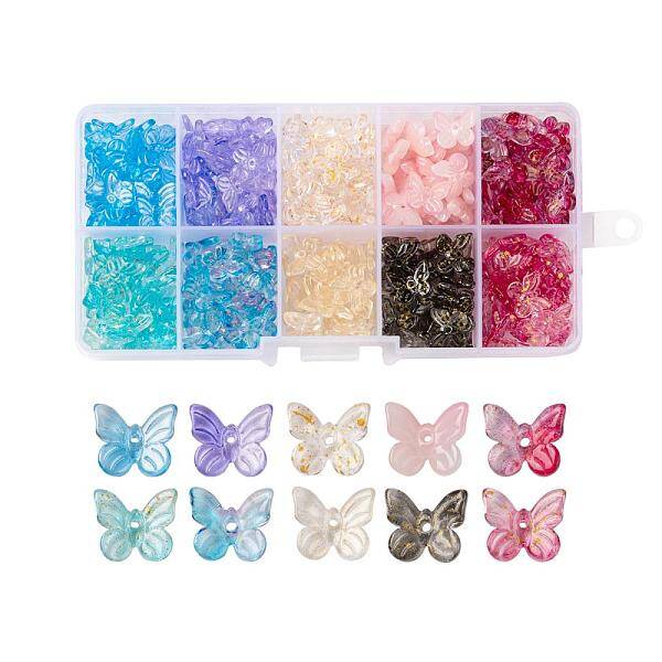 300Pcs Transparent Spray Painted Glass Charms