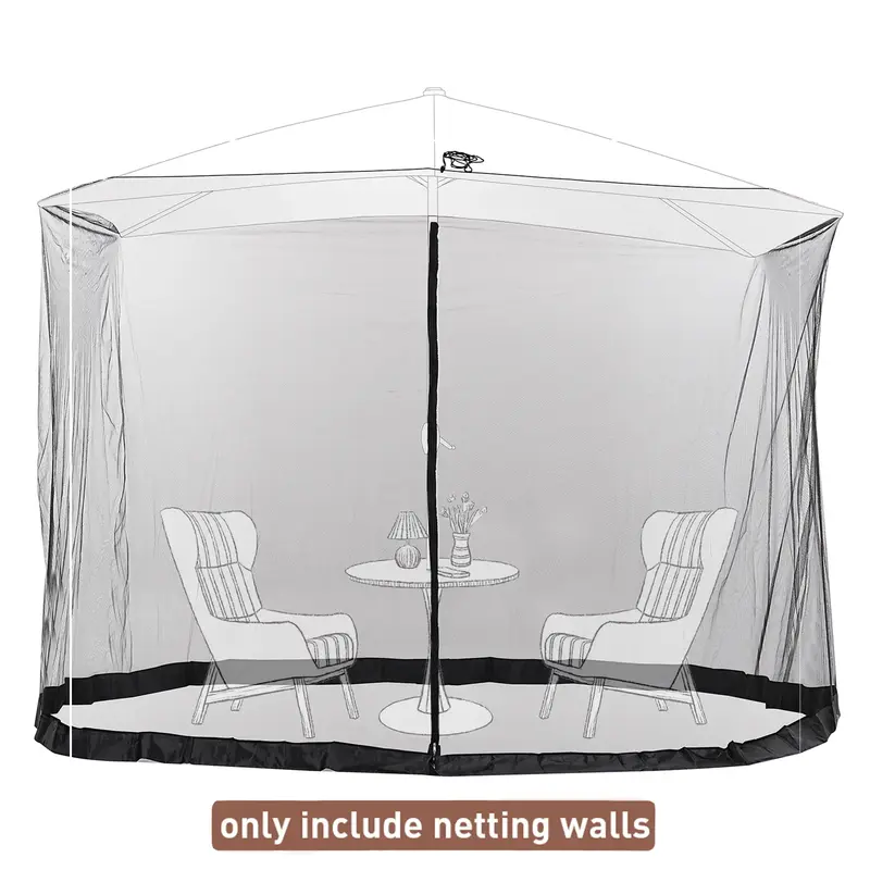 GDY Patio Umbrella Netting Mosquito Net Only Patio Curtain, With Double Zipper Door