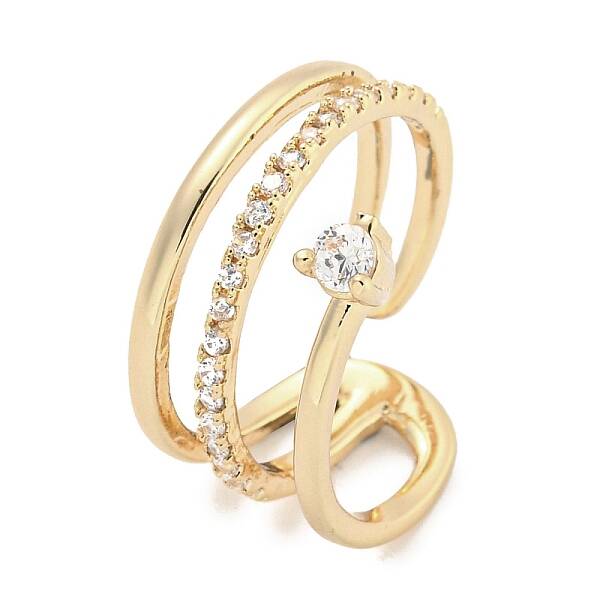 Brass Micro Pave Cubic Zirconia Cuff Rings
