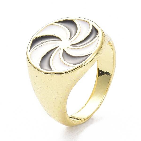 Pinwheel Pattern Alloy Enamel Finger Rings