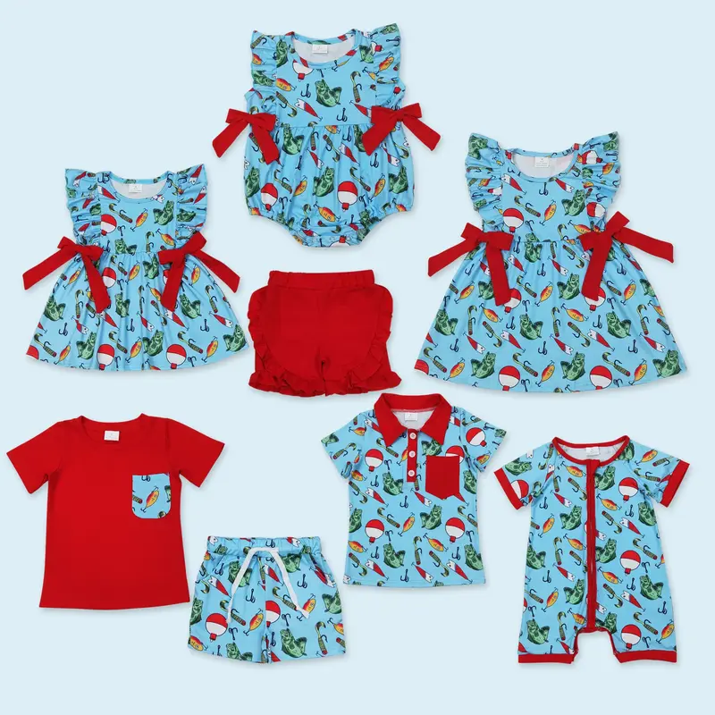 Fishing top ruffle shorts girl summer outdoor clothes