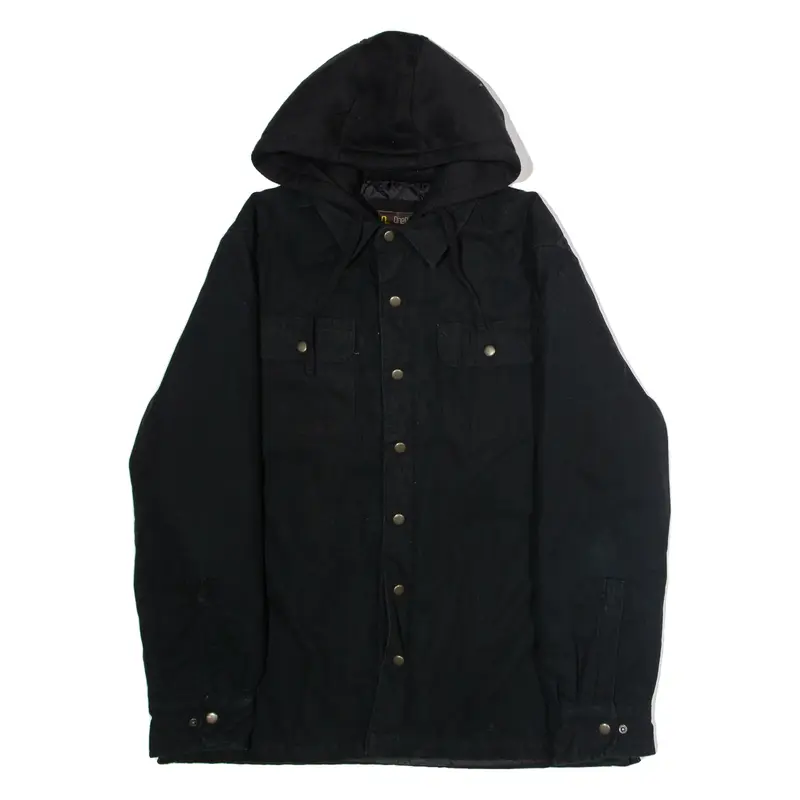 ONEDAYAWAY Mens Workwear Jacket Black Canvas Hooded XL