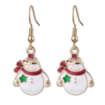 Christmas Theme Alloy Enamel Dangle Earrings