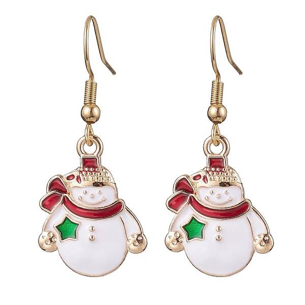 Christmas Theme Alloy Enamel Dangle Earrings