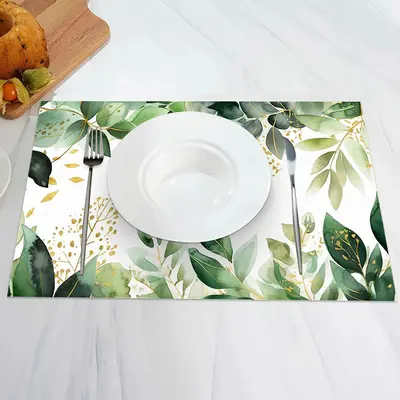 Spring Green Leaves Nature Dining Set Of 4 Placemats - Aperturee